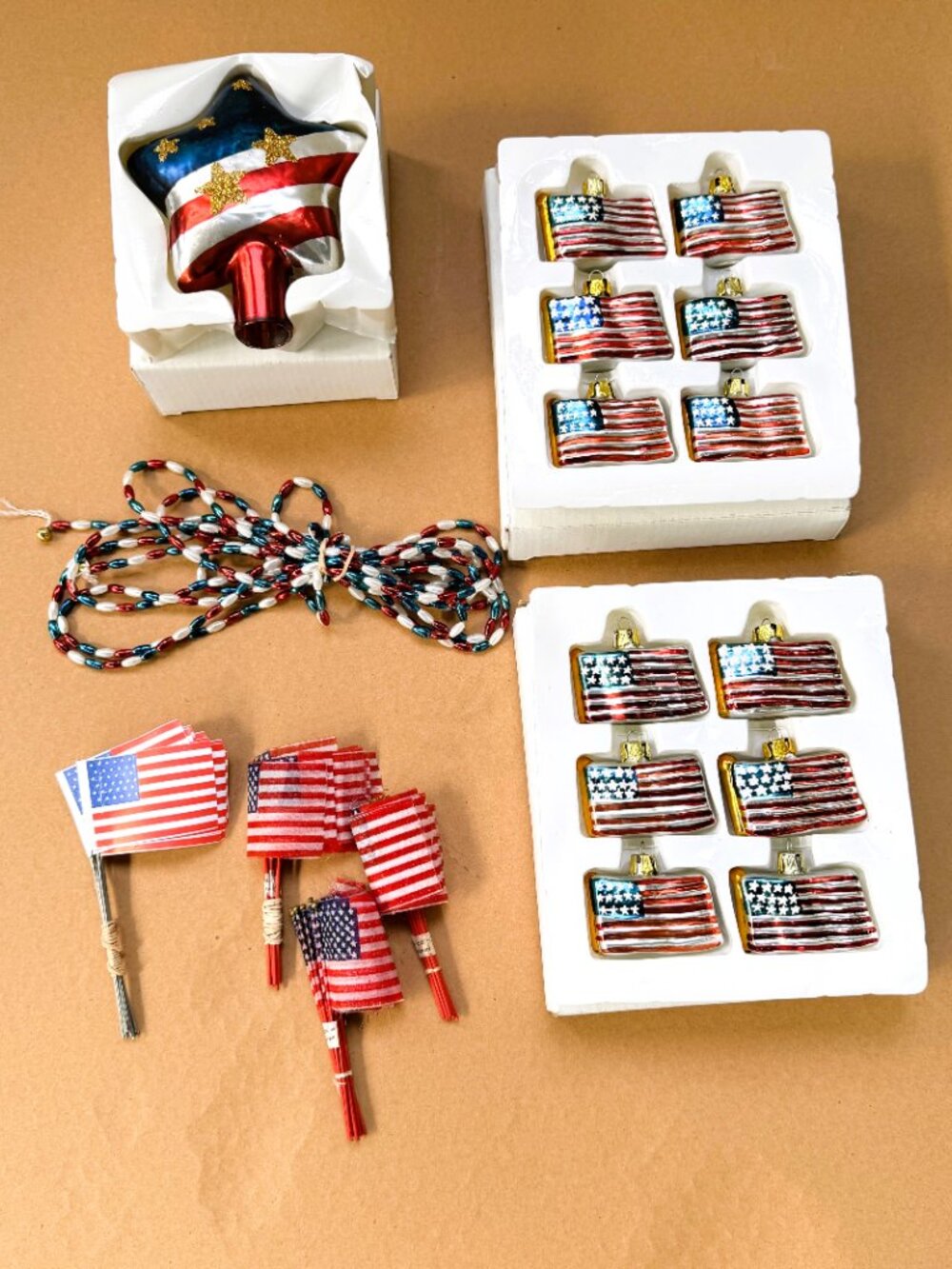 VTG Kurt Adler Small Glass American Flag Ornaments & Other Accessories